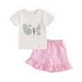 thumbnail image 4 of enyan Toddler Girls Clothes 1T 2T 3T 4T 5T Summer Outfits Baby Kids Short Sleeve T-Shirt Tops & Shorts Sets,White,12-18 Months, 4 of 4