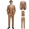 thumbnail image 2 of Beauty-Emily Men's 3‑Piece Grey Suit Set, Jacket + Vest + Pants, Formal Outfit for Banquet, Party, Interview & Business, 2 of 16