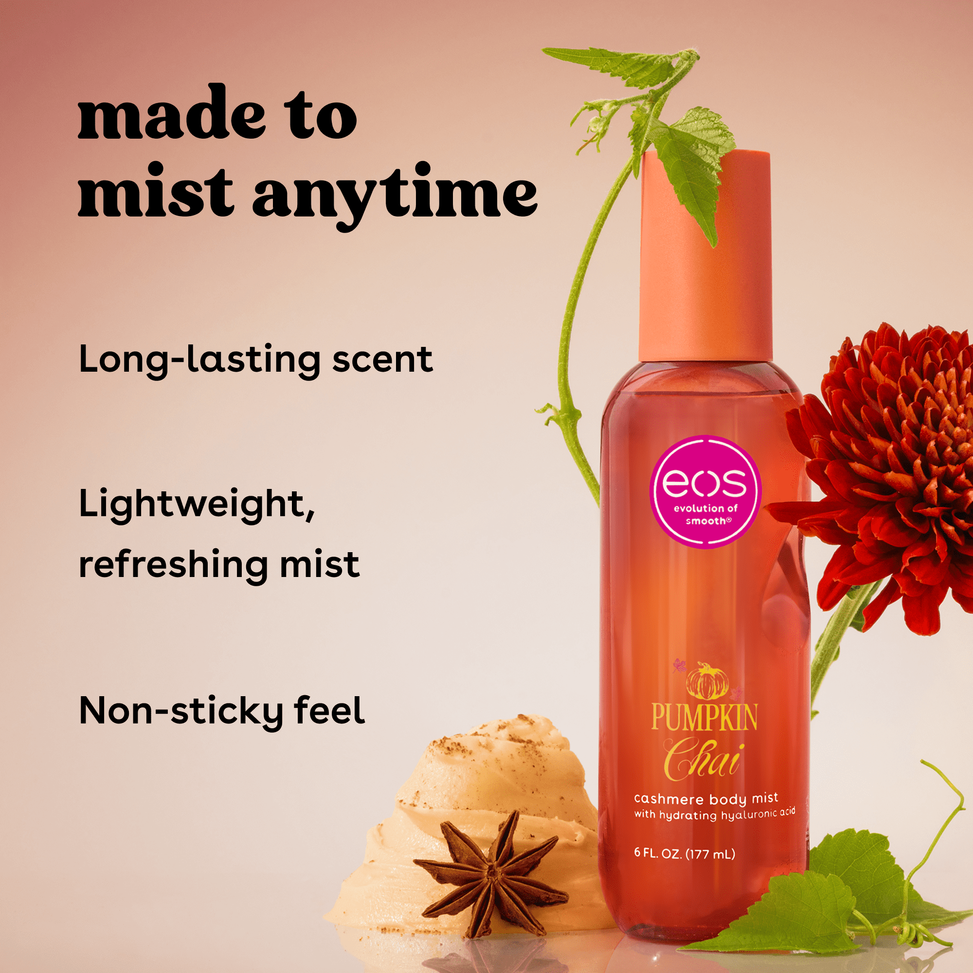 eos Pumpkin Chai Body Mist for Women, Fine Fragrance Mist, 6 fl oz