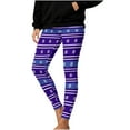 thumbnail image 2 of Dasayo Christmas Jeggings for Women Stretchy Yoga Tummy Control Purple Comfy Slim Striped Trousers Womens Trousers XXXL, 2 of 9