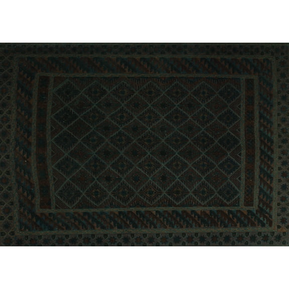 Ahgly Company Machine Washable Indoor Rectangle Southwestern Turquoise Blue Country Area Rugs, 5' x 7'