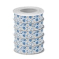 thumbnail image 2 of 5 Rolls Christmas Ribbon 1.5 inch Wide Decorative Ribbon for Gift Wrapping and Holiday Decorations Blue Flowers with Orange Accents, 2 of 7