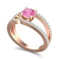 thumbnail image 2 of 2.50 Ct Beautiful Round Cut Pink Sapphire & Aquamarine Gemstone Wedding Ring for her Solid 18K Rose Gold Size 8 by Diamond-Capitals, 2 of 8