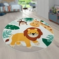 thumbnail image 5 of Kids Rug Non-Slip Play Mat with Lion Giraffe and Monkey in Beige, 5 of 5