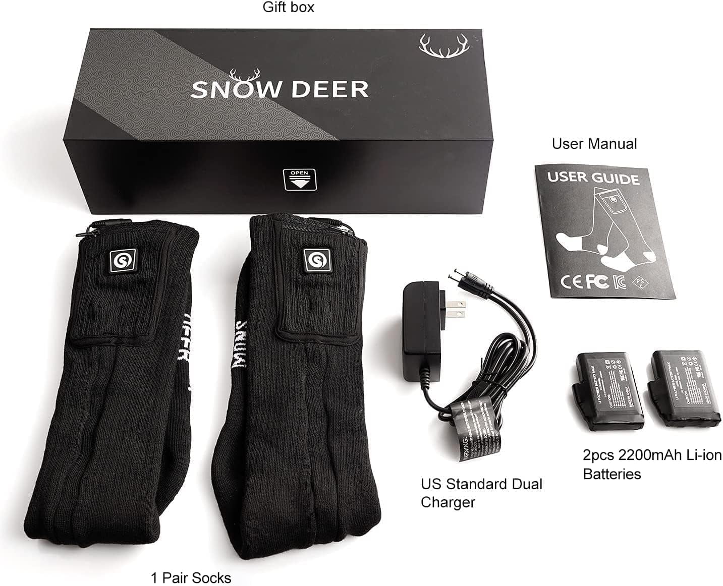 SNOW DEER Electric Heated Socks, Suitable for Both Genders – Ultimate Winter Companion for Hunting, Fishing, Camping, Trekking, & Ski Expeditions