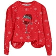 thumbnail image 4 of Chandail Décontracté Sans Capuche pour Femme, Automne Hiver, Flocon de Neige de Noël, Verre Rouge Imprimé, Col Rond, Manches Longues, 4 of 4