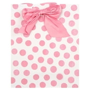 Hallmark 15" Extra Large Gift Bag with Tissue Paper - Pink Polka Dots and Bow for Birthdays, Baby Showers, Bridal Showers and More