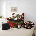 thumbnail image 6 of Manfei Cartoon Christmas Ball Bedding Comforter Set 7pcs, Flower Plant Butanical King Bedding Sets, Black Red Checkered Plaid Reversible Bed Sheets, Luxury Bedroom Decor, 6 of 8