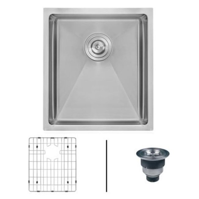 Ruvati RVH7250 Évier de Cuisine en Acier Inoxydable à Encastrement sous le Comptoir de 28 Po, Calibre 16, Rayon Étroit, Bol Simple