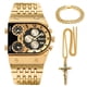 thumbnail image 2 of Reloj de cuarzo para hombre, luminoso, con esfera grande y múltiples zonas horarias, correa de acero, para ocio, 2 of 6