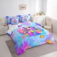 thumbnail image 2 of Erosebridal Watercolor Cartoon Mermaid 7-Piece Twin Bedding Sets,Ocean Animals Bedding Comforter Set For Girls Kids,Reversible, 2 of 7