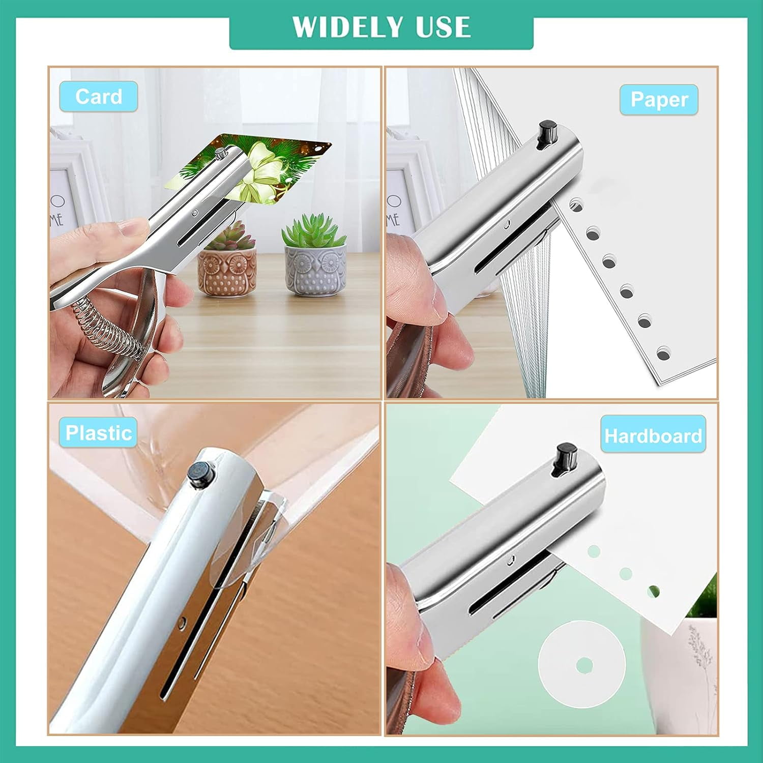 ABCISI 1/8 Inch Single Hole Punch - 2 Inch Reach Deep Throat Heavy Duty Paper Punch - Portable Hand Held Long Reach for ID PVC Cards Plastic Cardboard Photos