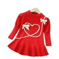 thumbnail image 1 of Robe d'Amour pour Bébés et Tout-Petites Filles, Robe Chandail Automne Hiver, Doux Vent, Nœud, Col Ras du Cou, Robes Décontractées pour 1-5 Ans, 1 of 5