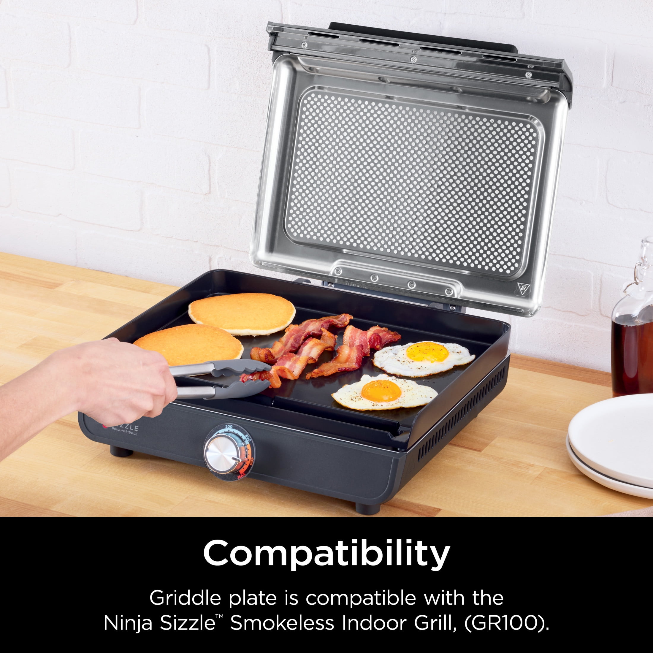 Ninja Sizzle Nonstick Flat Top Griddle Plate, 14'' x 9'', Compatible with Ninja Sizzle, XSKGRDLEPLATE, Gray
