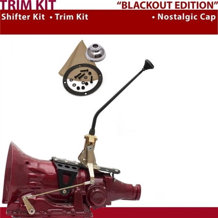 American Shifter AOD Shifter Kit 12 in. Trim Kit Black Dual Shift Cap Tan Boot Ringed Knob for CD44A