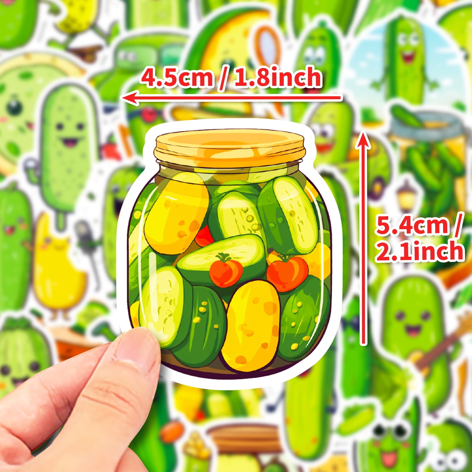 51-Pack Pickle Stickers - Trendy and Fun Pickled Cucumber Decals for Phones, Laptops, and DIY Crafts