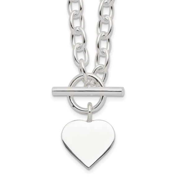 Sterling Silver 18in Engraveable Heart Necklace
