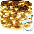 thumbnail image 2 of Rosnek LED Copper Wire String Lights, 33ft 100LED Fairy String Lights USB Powered with On/Off Switch for Christmas Tree Wedding Party Home Decoration, Warm White, 2 of 10