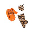 thumbnail image 2 of Qiylii Thanksgiving Day Clothes Set Long Sleeve Romper+Argyle Print Pants+Knotted Hat, 2 of 7