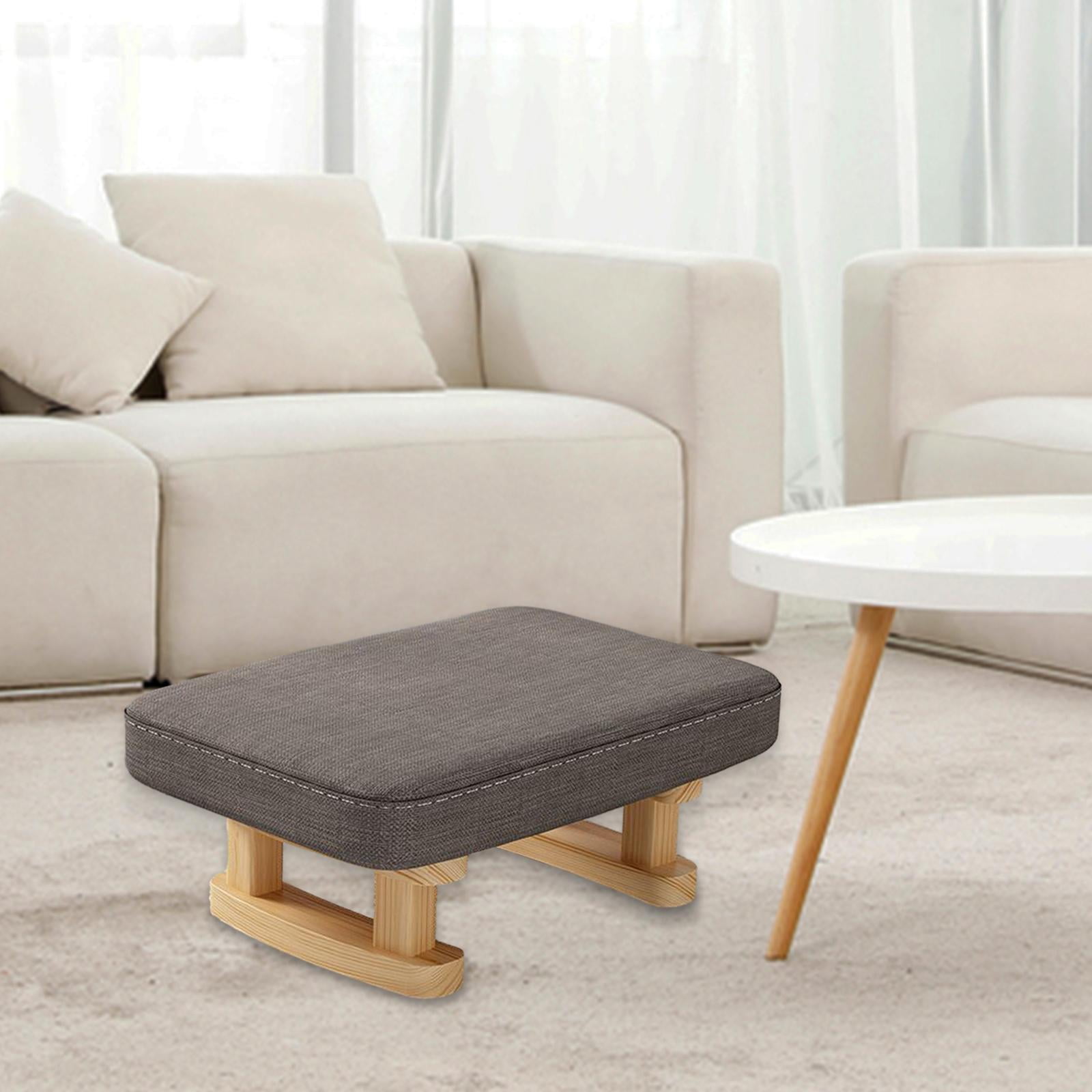 Foot Rest with Wooden Legs Small Ottoman, Multifunctional, Decorative Rectangle Step Stool Padded Foot Stool for Guest Room Bedroom Couch dark gray