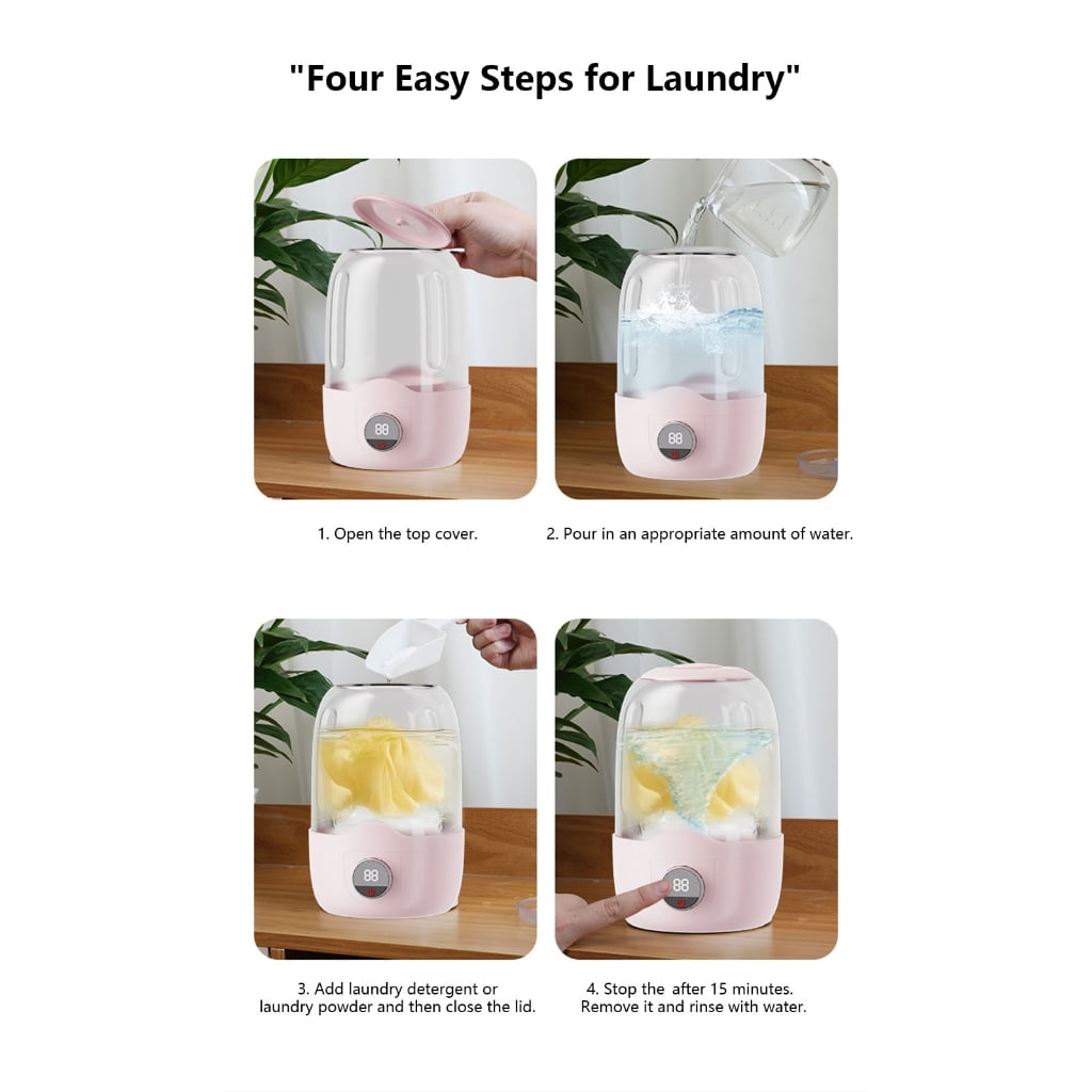 Zeiwohndc 1.1L Portable Wireless Mini Washer For Underwear Baby Clothes Cleaning