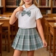 thumbnail image 2 of Odeerbi Camisa de Cuello de Marinero de Vestido Preppy de 2 Piezas de Niñas y Falda Plisada En Cuadro Uniforme Escolar Con Corbata, 2 of 8