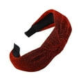 thumbnail image 3 of Ljudmp Fabric Twisted Knot Headband for Women Non Slip Hair Hoop Minimalist Hair Bands Hair Wrap For Daily Office Party Facial Hair Accessories Wine Shiny Metallic Glitter Fabric, 3 of 4