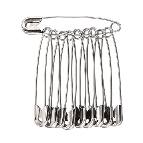 Clothing Blankets 60 Count Crafts WhopperIndia 2” Heavy Duty Safety Pins Extra Strong and Large Steel Metal Pins for Quilting Upholstery