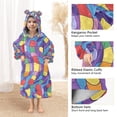 thumbnail image 3 of FORMRS Wearable Blanket Hoodie with Sleeves for Kids Cozy Flannel Sweatshirt, Yellow Wavy Plaid, 3 of 7