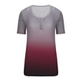 thumbnail image 3 of Womens Round Neck Button Up T-shirt Loose Short Sleeved Top, 3 of 3