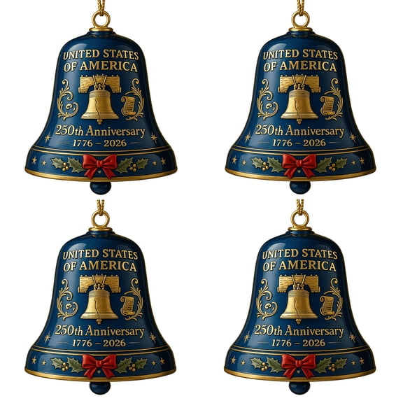 250th Anniversary Bell Ornament, Liberty Bell Hanging Patriotic Theme Festive Holiday Decor for America History Enthusiasts