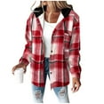 thumbnail image 6 of Vinsonshop Shacket Fleece Jacket Women Plaid Shirts for Women Womens Coats and Jackets Winter Tops for Women Hooded Fleece Jacket Women Fleece Coats for Women Red L, 6 of 6