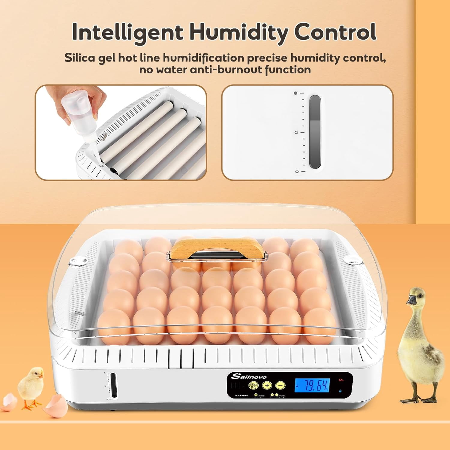 Adnoom Egg Incubator, 12 Eggs Incubator with Automatic Egg Turner and Temperature and Humidity Control,LED Display Egg Incubator for Hatching Chicken,Duck,and Goose Eggs with Kettle, Sprinkler