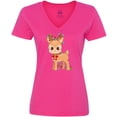 thumbnail image 3 of Inktastic Cute Christmas Reindeer with Christmas Lights Women's V-Neck T-Shirt, 3 of 5