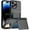 Gray, variant on Dteck Card Holder Case for iPhone 16 Pro,Shockproof Silicone Case Card Slot Kickstand Hard PC Back Cover for iPhone 16 Pro,Black