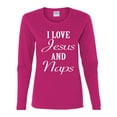thumbnail image 2 of Wild Bobby I Love Jesus and Naps Inspirational/Christian Women Graphic Long Sleeve Tee, Fuschia, Medium, 2 of 5
