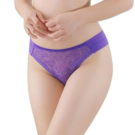 

QYZEU Womens Lace Panties Women Lace Breathable Hollow Thong Low Waist Girls Panties