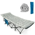 thumbnail image 1 of Gymax Lit de Camping Pliable Grand en Acier Robuste avec Matelas Gris, 1 of 10