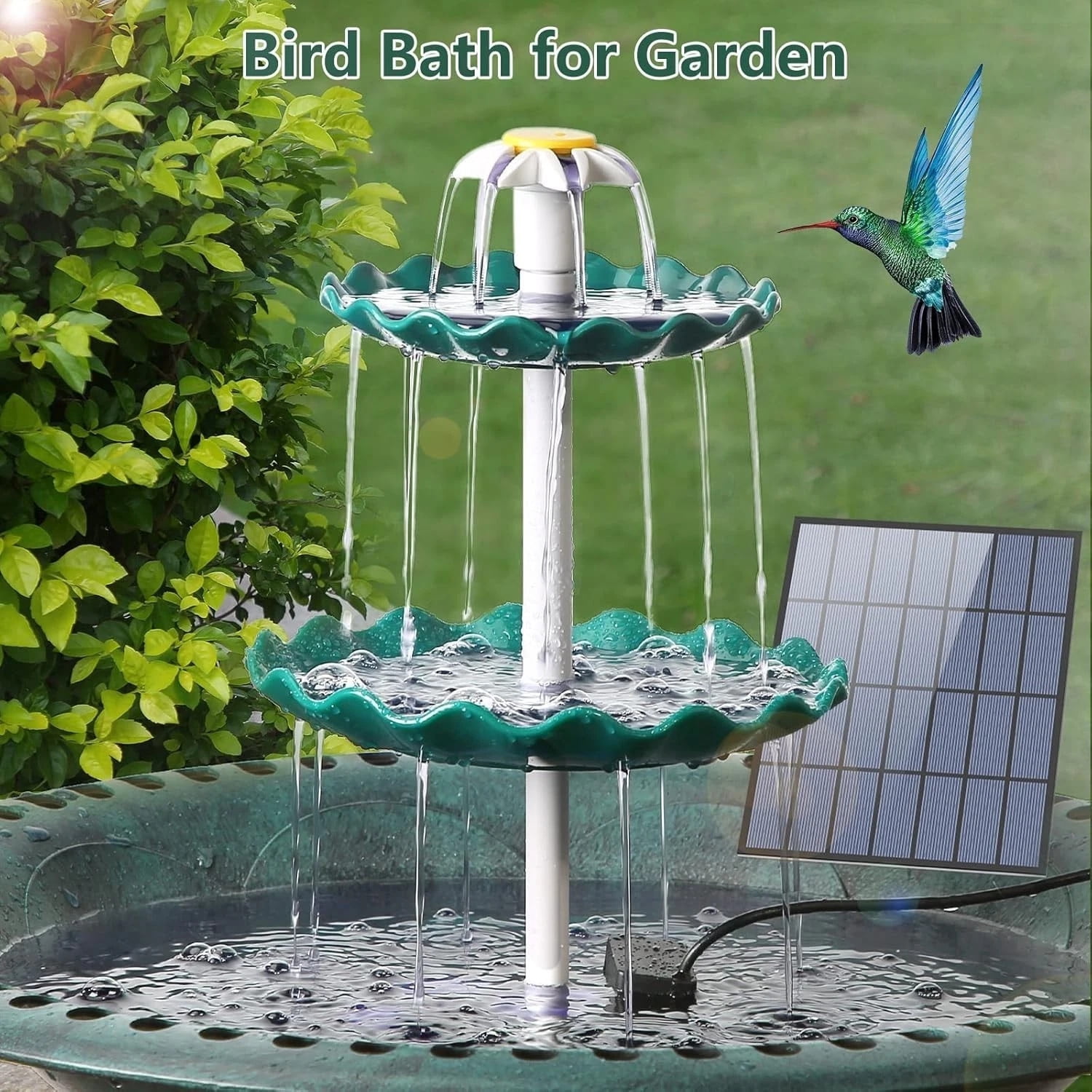 3-Tier Solar Bird Bath Fountain with 3.5W Solar Powered Fountain For Outdoor New