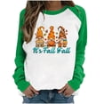 thumbnail image 1 of Penkiiy Chandail en Molleton pour Femmes C'est l'Automne Col Rond Imprimé Chandail Manches Longues Blouse Verte Y2K Vêtements, 1 of 4