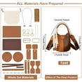 thumbnail image 2 of 1 Set DIY PU Leather Bag Making Kit for Women Handbags Sewing Kit for Adult DIY Bucket Bag Making Kit with Lined Pockets DIY Purse Cross Leather Craft Bag Making Supplies 6.7x6.7 Inch Brown, 2 of 9