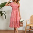 thumbnail image 4 of Vestido de gasa con gradas para mujer vestido de hadas con estampado plisado para mujer vestido de manga corta FLhrweasw Nuevo, 4 of 7