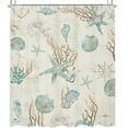thumbnail image 5 of Starfish and Seashell Shower Curtain 72Wx84H Inch Nautical Ocean Beach Coral Coastal Retro Vintage Anchor Sea Horse Beige Ivory with 12 Plastic Hooks Fabric Waterproof Toilet Accessories Decor, 5 of 5