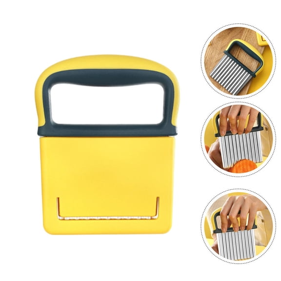 GOOHOCHY  Spiral Cut Wavy Crinkle Cutting Potato Slicer Cutter Yellow