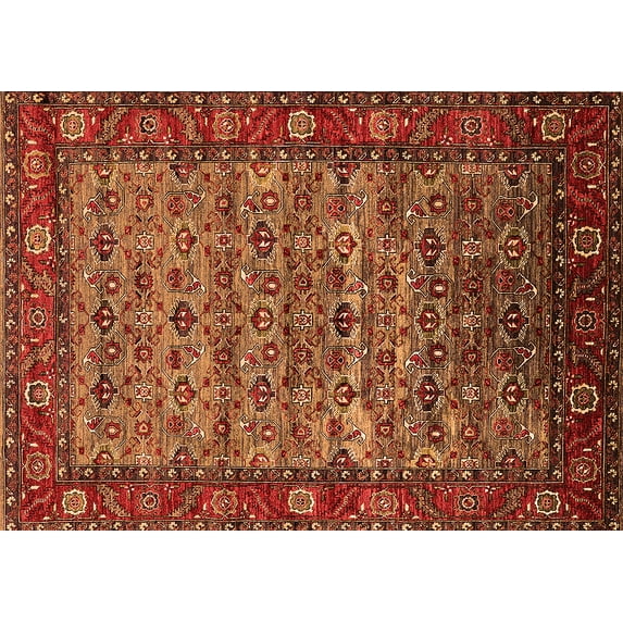 Ahgly Company Indoor Rectangle Oriental Orange Industrial Area Rugs, 2' x 3'