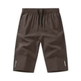 thumbnail image 5 of Chiccall Men's Running Shorts Casual Stretch Elastic Waist Drawstring Capri Pants Below Knee Workout Jogging Long Shorts with Zipper Pockets Brown S, 5 of 6