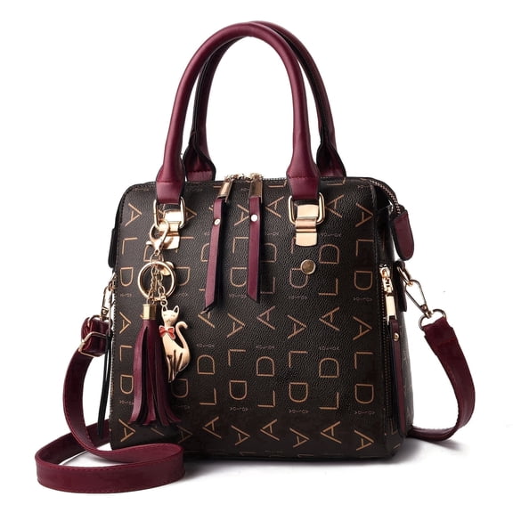 1 Piece Ladies Fashion Crossbody Bag, Zipper Closure Shoulder Handbag, Polyester Lining, Edge Colorful Monogram Printing, Casual Ladies Purse Crossbody Bag