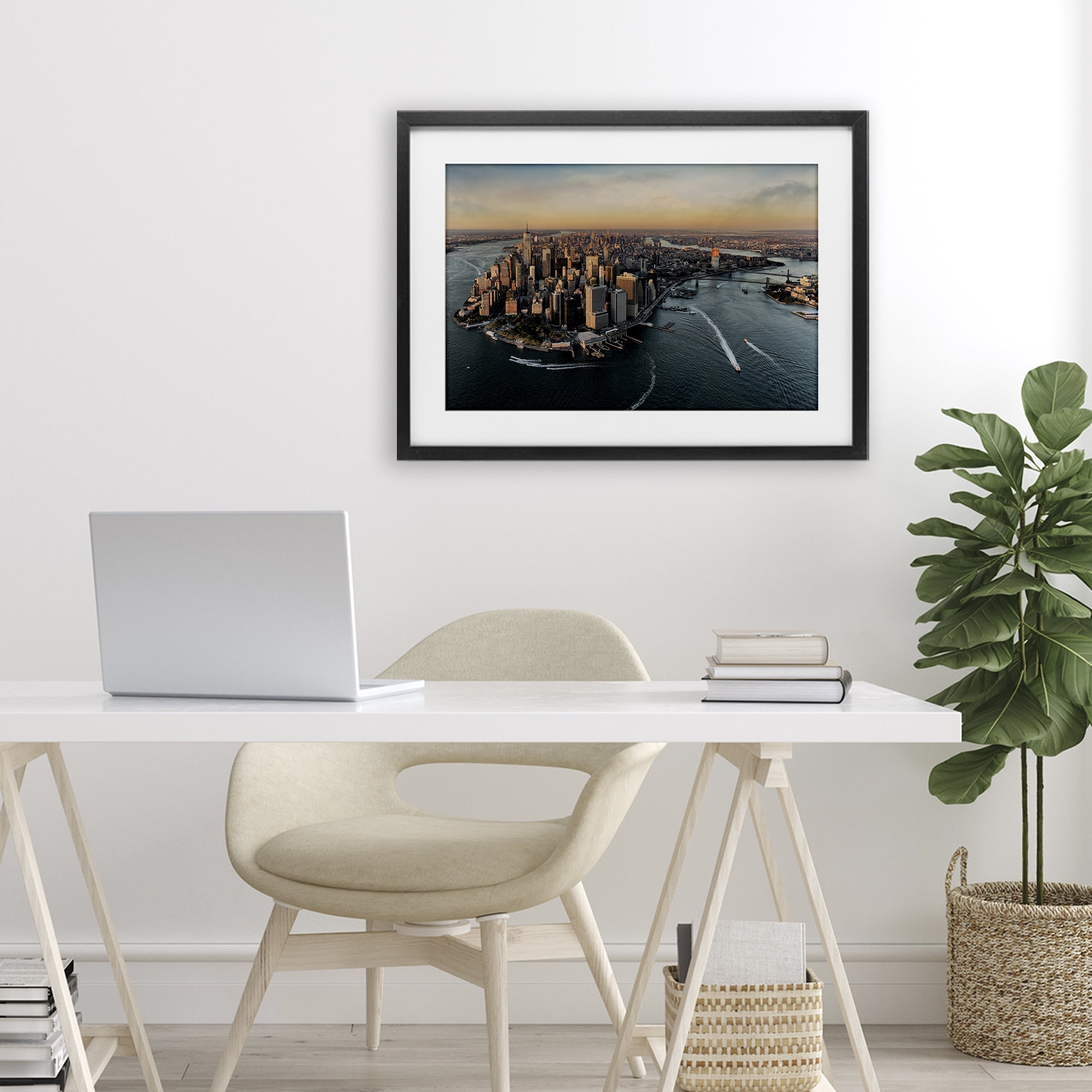 Stupell Industries Manhattan From Above Black Framed Print Under Glass, design by Scott Stulberg