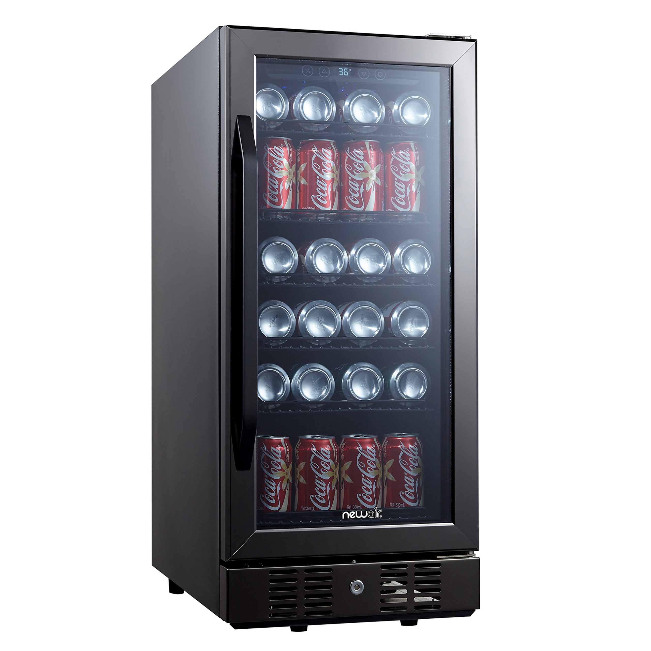 NewAir Beverage Cooler 96 Can Capacity Refrigerator, Perfect for Soda Black Stainless Steel Wine And Beverage Cooler