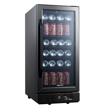 NewAir Beverage Cooler 96 Can Capacity Refrigerator, Perfect for Soda Beer or Wine, NBC096BS00 Black Stainless